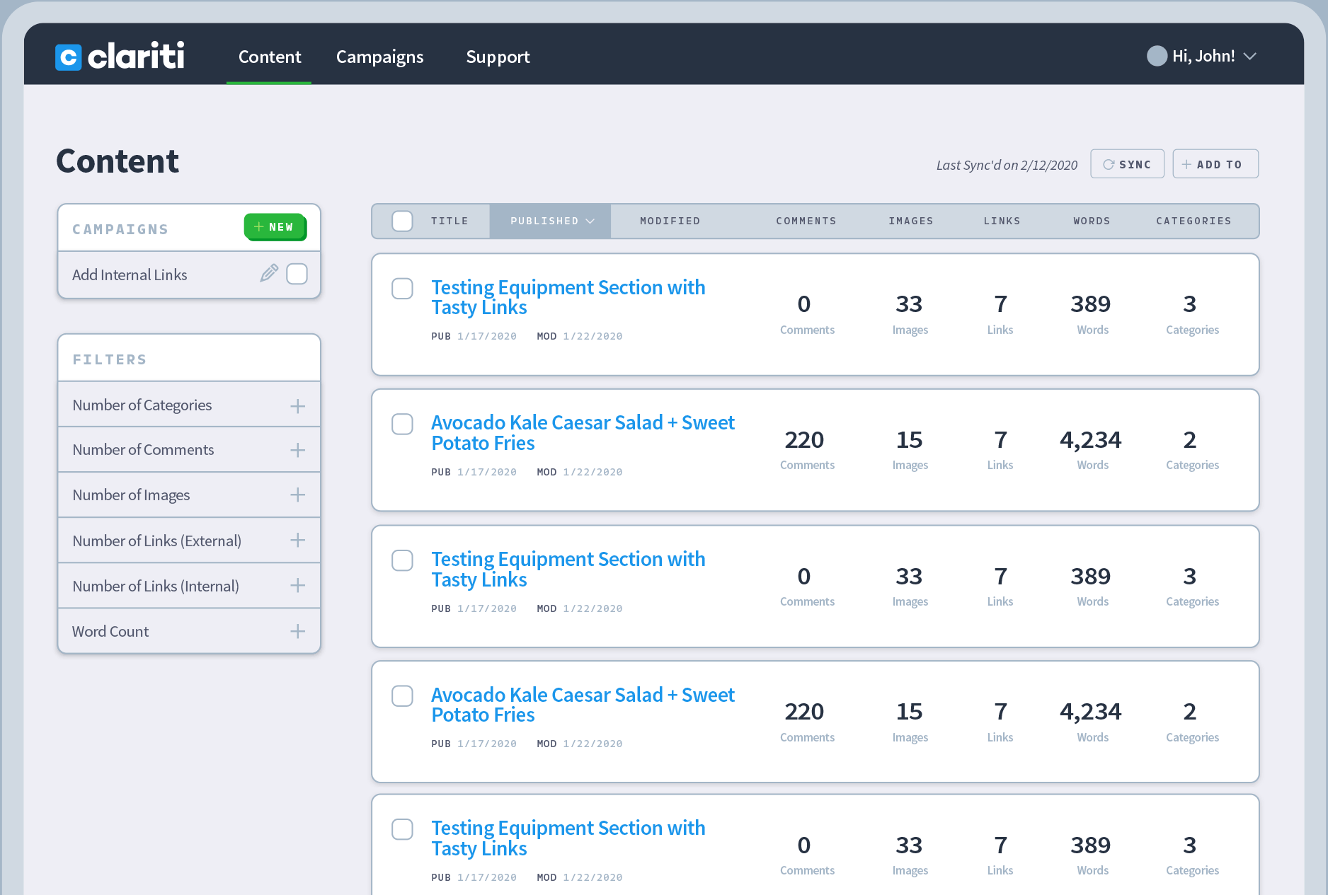 Screenshot of Clariti App